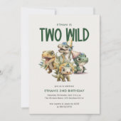 Twee wilde Schattigee dinosaurus 2e verjaardagsfee Kaart (Voorkant)