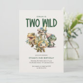 Twee wilde Schattigee dinosaurus 2e verjaardagsfee Kaart (Staand voorkant)