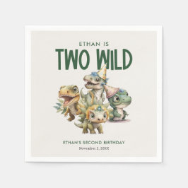 Twee wilde Schattigee dinosaurus 2e verjaardagsfee Servet