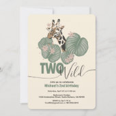 Twee Wilde Schattigee Giraffe Dier 2e Verjaardagsf Kaart (Voorkant)