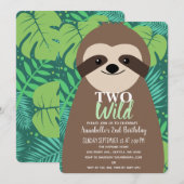 Twee wilde Schattigee luiaard Kinder tweede verjaa Kaart (Voorkant / Achterkant)