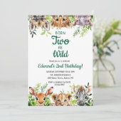 Twee wilde Schattigee Waterverf Safari dieren Verj Kaart (Staand voorkant)