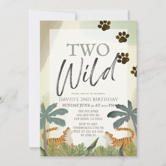 Twee Wilde Tijger Safari Jungle 2de Verjaardag Kaart (Voorkant)