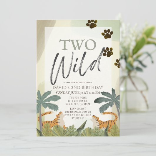 Twee Wilde Tijger Safari Jungle 2de Verjaardag Kaart (Staand voorkant)