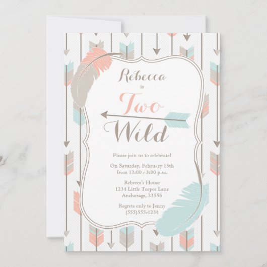 TWEE Wilde Tribal Pijlen Tweede Verjaardagsfeestje Kaart (Voorkant)