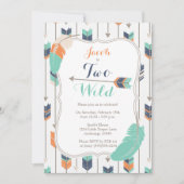 TWEE Wilde Tribal Pijlen Verjaardagsfeest Blauw Gr Kaart (Voorkant)