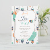 TWEE Wilde Tribal Pijlen Verjaardagsfeest Blauw Gr Kaart (Staand voorkant)