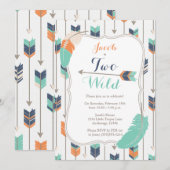 TWEE Wilde Tribal Pijlen Verjaardagsfeest Blauw Gr Kaart (Voorkant / Achterkant)