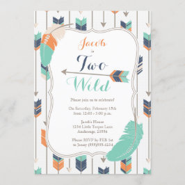 TWEE Wilde Tribal Pijlen Verjaardagsfeest Blauw Gr Kaart