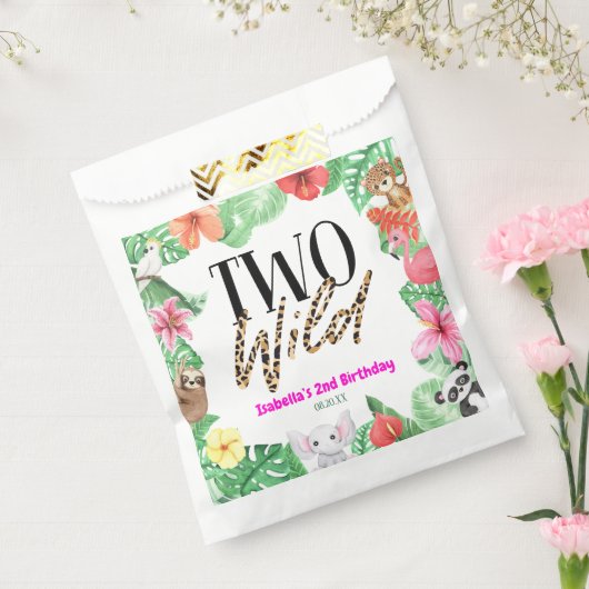 Twee Wilde Tropische Dierenpartij 2e verjaardag Bedankzakje (Gezegeld)