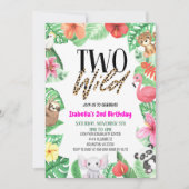 Twee Wilde Tropische Dierenpartij 2e verjaardag Kaart (Voorkant)