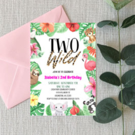 Twee Wilde Tropische Dierenpartij 2e verjaardag Kaart