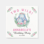 Twee Wilde Tropische olifant Roze Birthday Party N Servet (Voorkant)