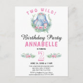 Twee wilde tropische olifantenroze dagen uitnodige briefkaart (Voorkant)