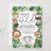 Twee wilde Tropische Safari Dieren 2e verjaardag J Kaart (Voorkant)