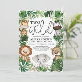 Twee wilde Tropische Safari Dieren 2e verjaardag J Kaart (Staand voorkant)
