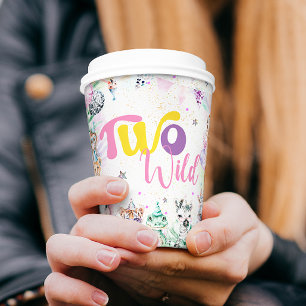 Twee wilde tropische safari dieren tweede verjaard papieren bekers