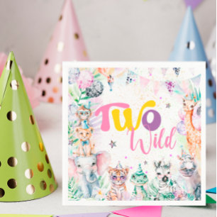 Twee wilde tropische safari dieren tweede verjaard servet