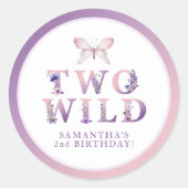 Twee Wilde Tweede Verjaardag Floral Party Sticker (Voorkant)