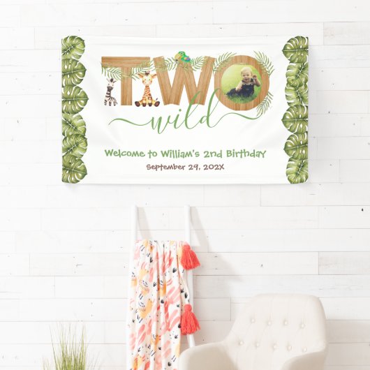 Twee wilde tweede verjaardag safari dieren foto ho spandoek (Insitu)