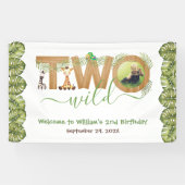 Twee wilde tweede verjaardag safari dieren foto ho spandoek (Horizontaal)