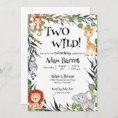 Twee wilde tweede verjaardag uitnodiging (Voorkant / Achterkant)