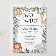 Twee wilde tweede verjaardag uitnodiging