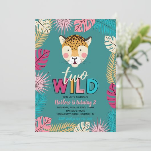 Twee Wilde Uitnodiging | Girl Two Wild Invitation (Staand voorkant)