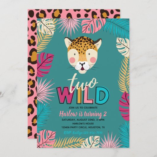 Twee Wilde Uitnodiging | Girl Two Wild Invitation (Voorkant / Achterkant)