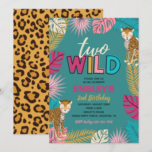 Twee Wilde Uitnodiging | Girl Two Wild Invitation (Voorkant / Achterkant)