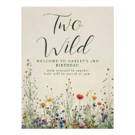 Twee Wilde Verjaardag - Boho Crème Wilde Bloem Pos Perfect Poster