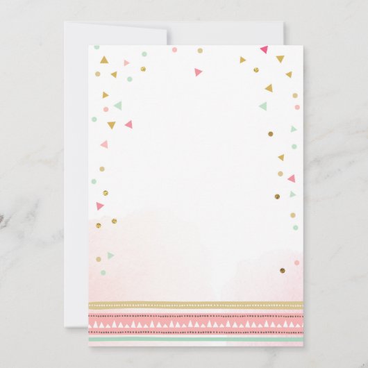 Twee Wilde Verjaardag Meisje Roze Goud 2e Boho Ver Kaart (Achterkant)