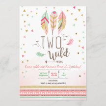 Twee Wilde Verjaardag Meisje Roze Goud 2e Boho Ver