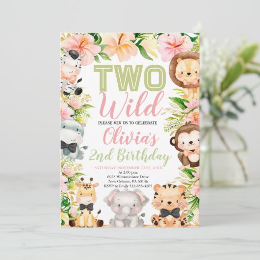 Twee wilde verjaardagsdieren, 2e Oerwoud Kaart (Staand voorkant)