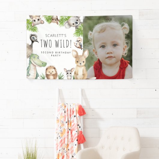 Twee wilde! Verjaardagsfeestje voor Aussie Animal Spandoek (Insitu)