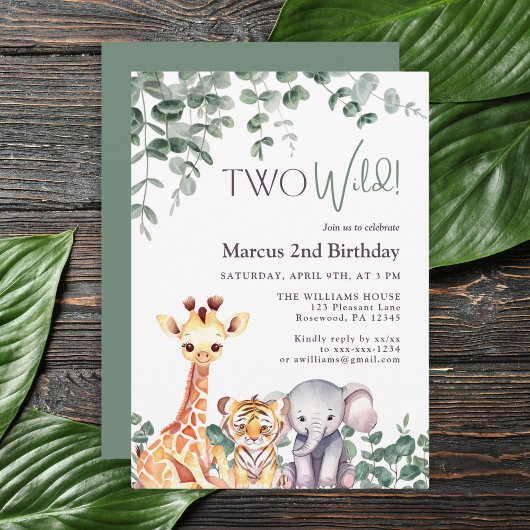 Twee wilde Waterverf safaridieren tweede verjaarda Kaart