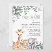 Twee wilde Waterverf safaridieren tweede verjaarda Kaart (Voorkant)