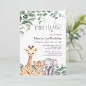 Twee wilde Waterverf safaridieren tweede verjaarda Kaart (Staand voorkant)