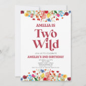 Twee Wilde Wildbloem Tweede 2e Verjaardagsfeestje Kaart (Voorkant)