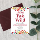 Twee Wilde Wildbloem Tweede 2e Verjaardagsfeestje Kaart