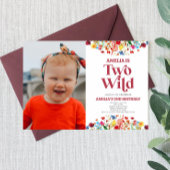 Twee Wilde Wildbloem Tweede 2e Verjaardagsfeestje Kaart