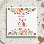 Twee Wilde Wildbloem Tweede 2e Verjaardagsfeestje Servet