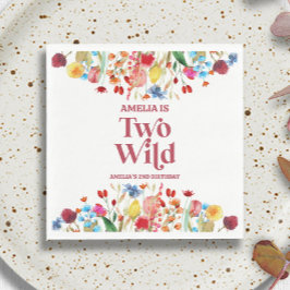 Twee Wilde Wildbloem Tweede 2e Verjaardagsfeestje Servet