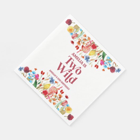 Twee Wilde Wildbloem Tweede 2e Verjaardagsfeestje Servet (Hoek)