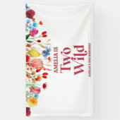 Twee Wilde Wildbloem Tweede 2e Verjaardagsfeestje Spandoek (Verticaal)