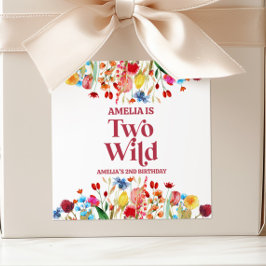 Twee Wilde Wildbloem Tweede 2e Verjaardagsfeestje Vierkante Sticker