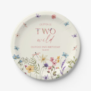 Twee wilde wilde bloemen 2de verjaardagsfeestje papieren bordje