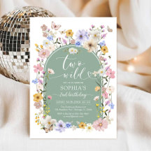 Twee wilde wildebloem dier 2de verjaardagsuitnodig