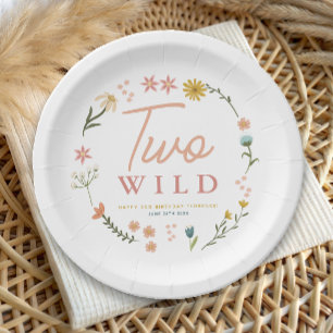 Twee Wilde Wildebloem Minimalistisch 2de Verjaarda Papieren Bordje