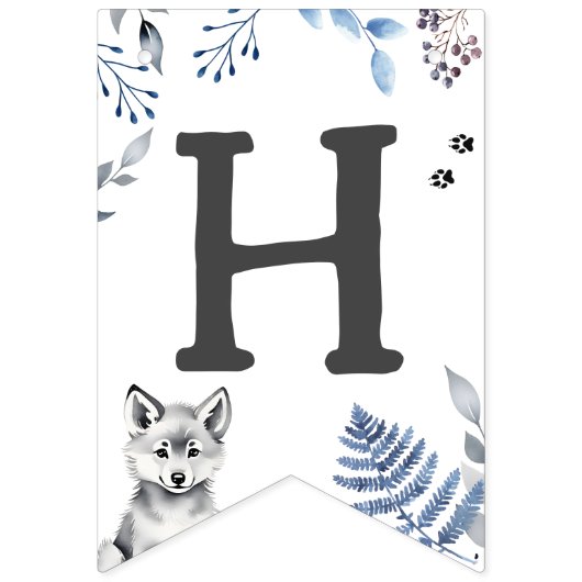 Twee Wilde wolf thema verjaardagsfeestdecor Vlaggetjes (Tweede vlag)